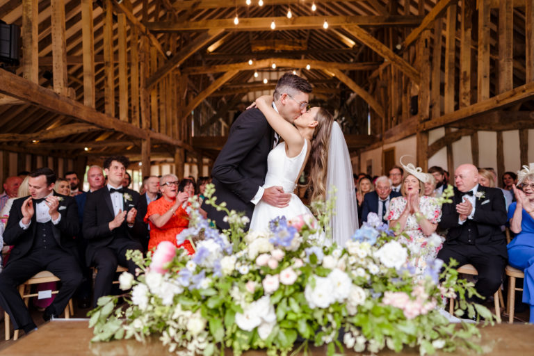 Lily & Frankie | Romantic pastel themed UK barn wedding at Blake Hall